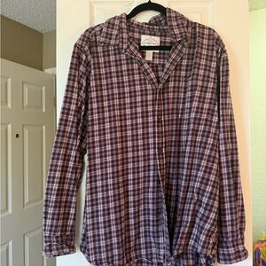 Maroon Plaid Button-Up Shirt